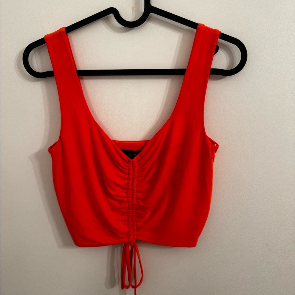 Orange Ruched Crop Top